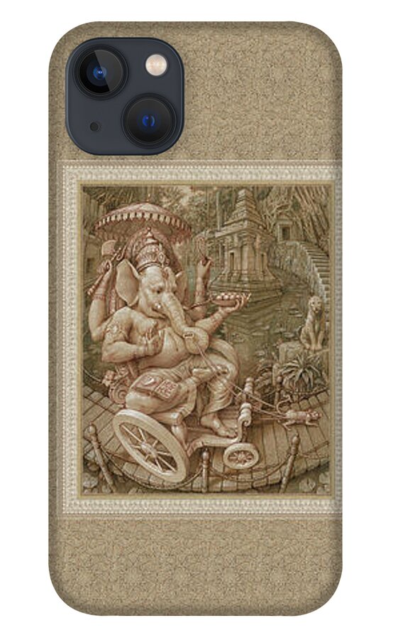 Ganesha iPhone 13 Case featuring the pastel Ganesha by Kurt Wenner