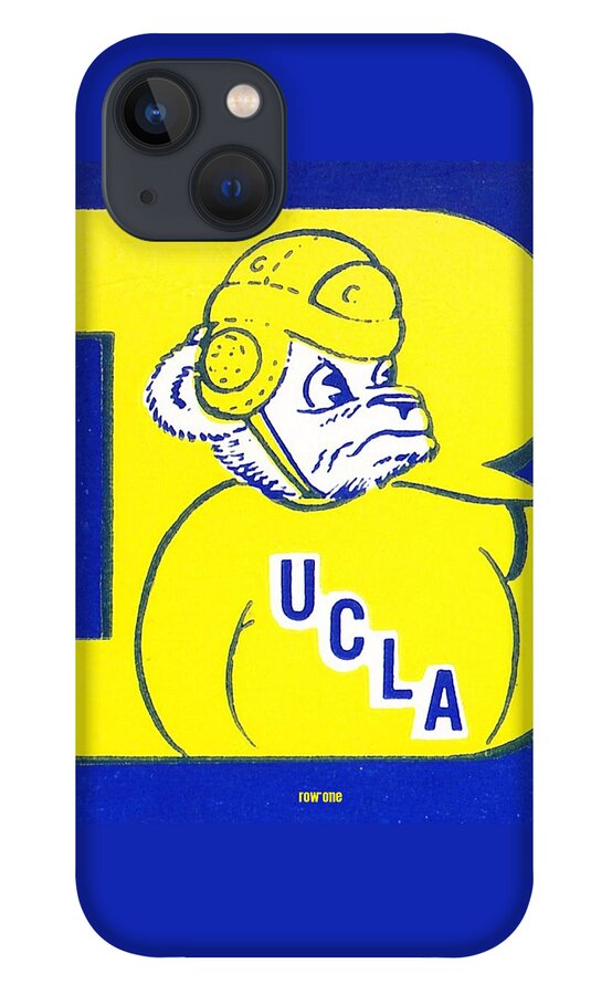 Ucla iPhone 13 Case featuring the mixed media 1955 UCLA Bruin Art by Row One Brand