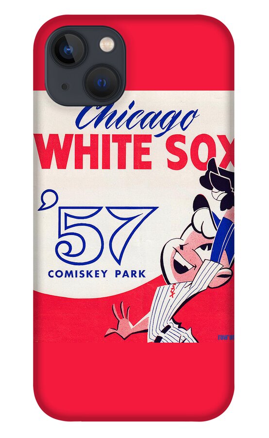 Chicago iPhone 13 Case featuring the mixed media 1957 Chicago White Sox Score Book by Row One Brand