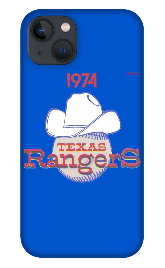 1974 iPhone 13 Case featuring the mixed media 1974 Texas Rangers Art by Row One Brand