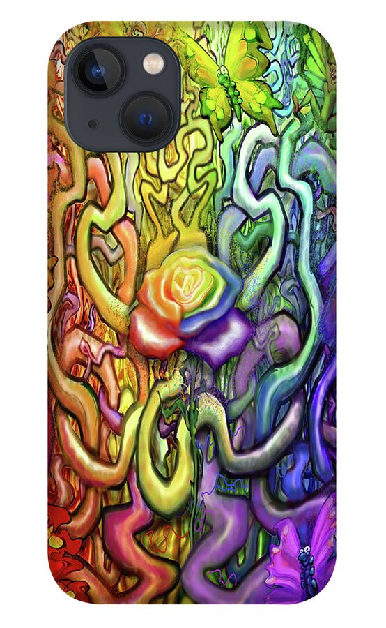 Rainbow iPhone 13 Case featuring the digital art Interwoven Rainbow Magic by Kevin Middleton