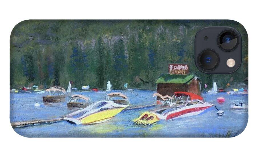 Bass Lake iPhone 13 Case featuring the pastel At The Forks by Sandra Lee Scott