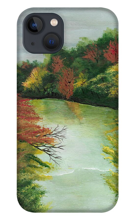 River iPhone 13 Case featuring the painting Autum River by David Bigelow
