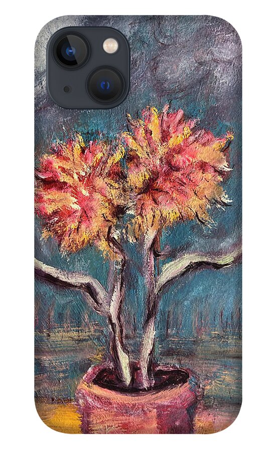 Autumn iPhone 13 Case featuring the painting Autumn Feathered Petals by Katt Yanda
