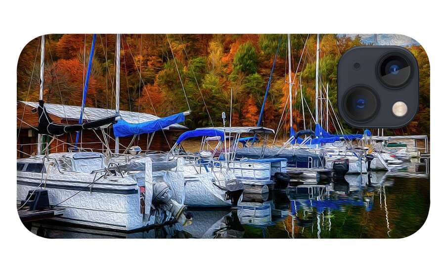 Marina iPhone 13 Case featuring the photograph Autumn glory at Laurel Marina oil painting by Shelia Hunt