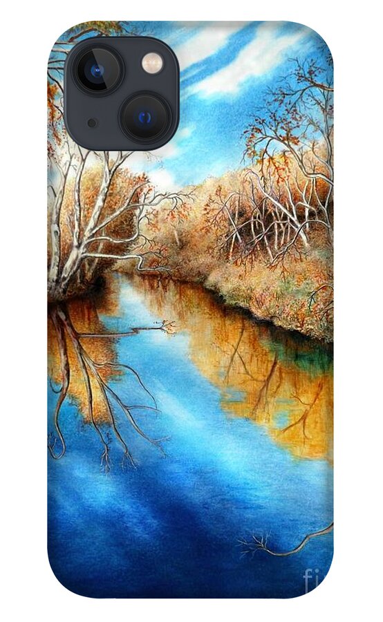 South Elkhorn Creek iPhone 13 Case featuring the drawing Autumn on the Elkhorn by David Neace