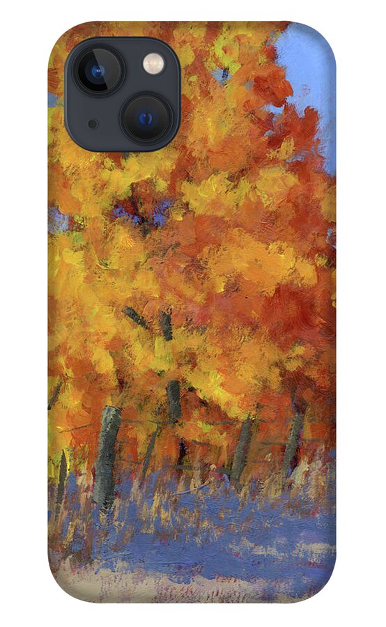 Landscape iPhone 13 Case featuring the painting Autumn Road by David King Studio
