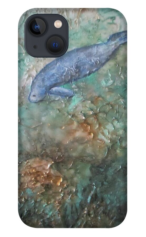Baby Manatee iPhone 13 Case featuring the painting Baby Manatee by Lynn Raizel Lane