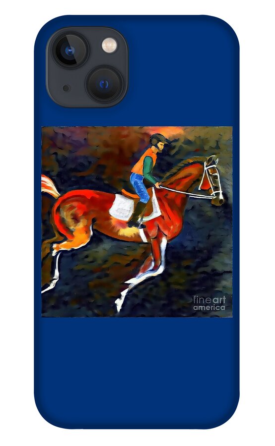 Horse Racing iPhone 13 Case featuring the digital art Backstretch Thoroughbred 002 by Stacey Mayer