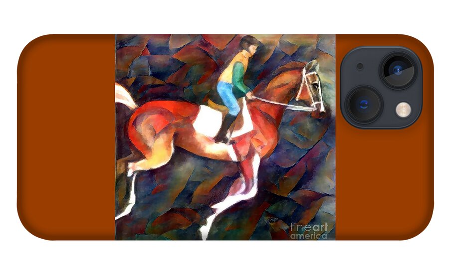 Horse Racing iPhone 13 Case featuring the digital art Backstretch Thoroughbred 003 by Stacey Mayer