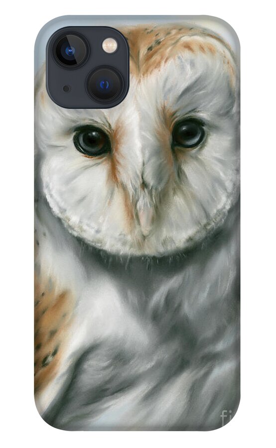 Bird iPhone 13 Case featuring the painting Barn Owl Perceptive Gaze by MM Anderson