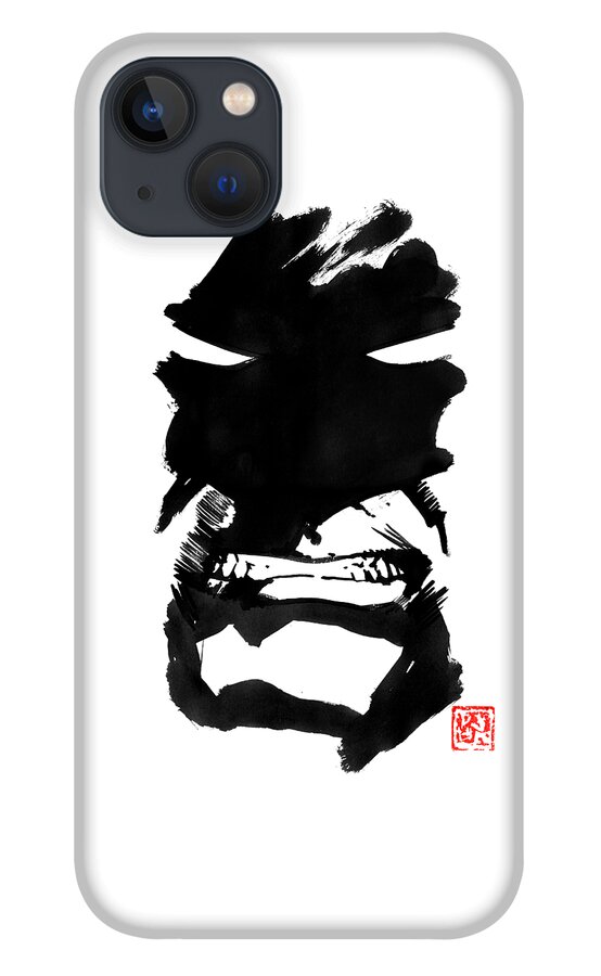Batman iPhone 13 Case featuring the drawing Batman Face by Pechane Sumie