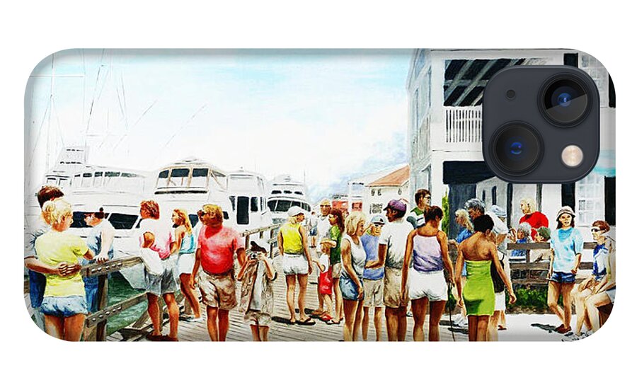 Fine Art iPhone 13 Case featuring the painting Beach/Shore II Boardwalk Beaufort Dock - Original Fine Art Painting by GrlFineArt by G Linsenmayer