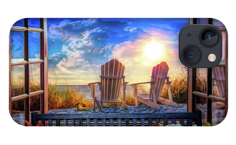 Window iPhone 13 Case featuring the photograph Beachhouse Vacation Painting by Debra and Dave Vanderlaan