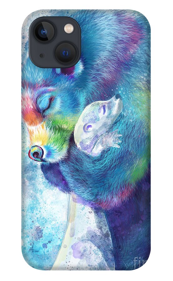 Bear iPhone 13 Case featuring the digital art Bear Hugs Otter by Laura Ostrowski