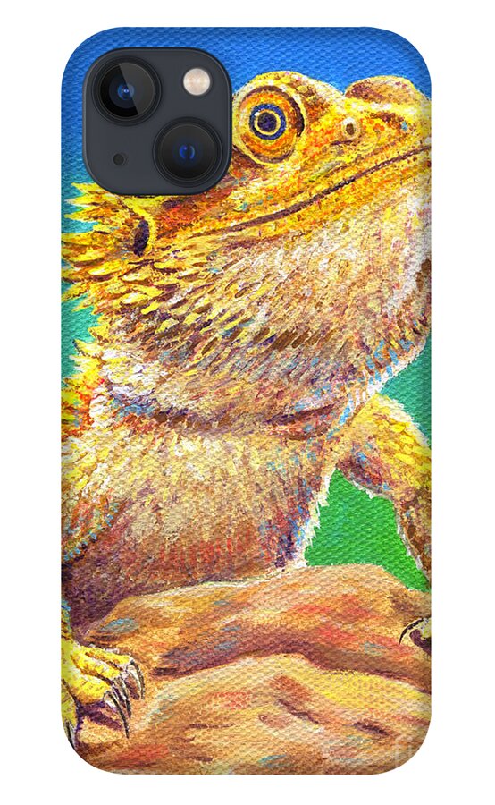 Bearded Dragon iPhone 13 Case featuring the painting Bearded Dragon Portrait by Rebecca Wang