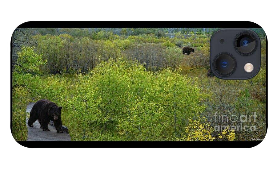 Digital Art iPhone 13 Case featuring the photograph Bears, one with a salmon in El Dorado National Forest, California, U. S. A. by PROMedias US