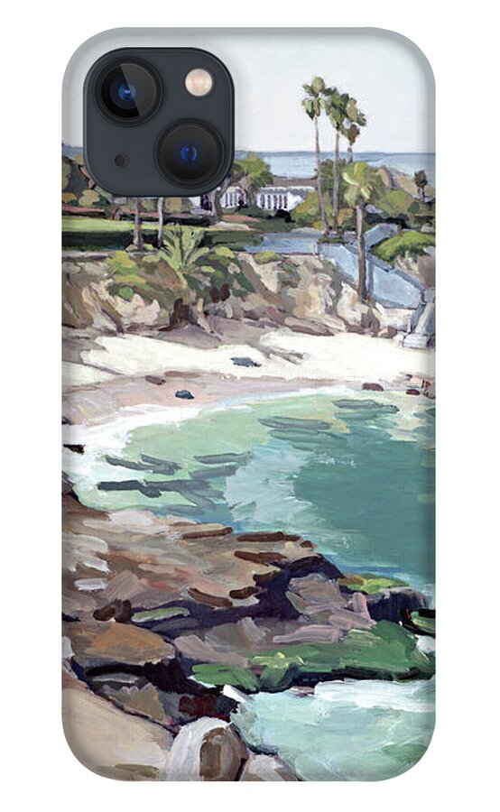 La Jolla iPhone 13 Case featuring the painting Beautiful La Jolla Cove Beach - La Jolla, San Diego, California by Paul Strahm