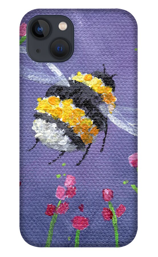 Bee iPhone 13 Case featuring the painting Bee Ballet - Bumblebee Painting by Annie Troe