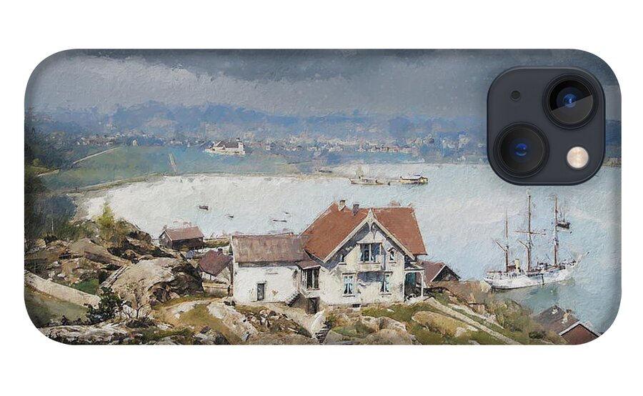 Belgica iPhone 13 Case featuring the digital art Belgica in Sandefjord c. 1900 by Geir Rosset