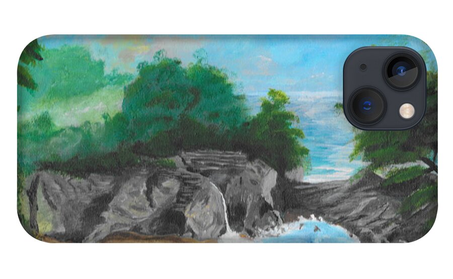 Cove iPhone 13 Case featuring the painting Big sur falls by David Bigelow
