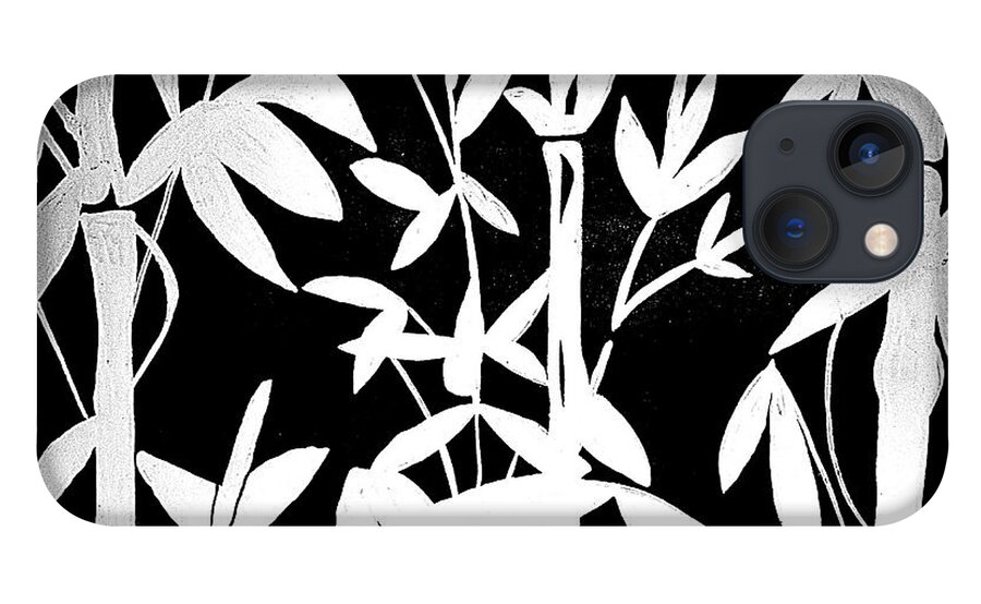 Black And White iPhone 13 Case featuring the painting Black and White Bamboo by Christie Olstad