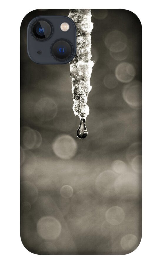 Icicle iPhone 13 Case featuring the photograph Black and White Photography - Winter Icicle by Amelia Pearn