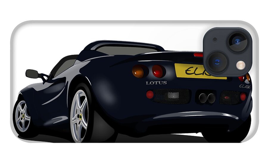 Sports Car iPhone 13 Case featuring the digital art Black S1 Series One Elise Classic Sports Car by Moospeed Art