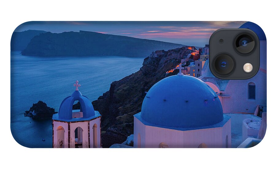 Aegean Sea iPhone 13 Case featuring the photograph Blue Domes Of Santorini by Evgeni Dinev