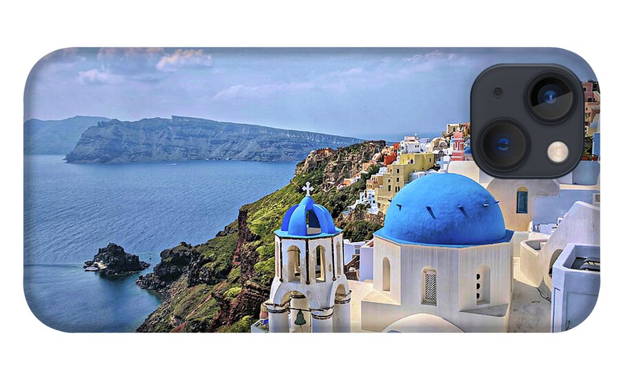 Oia iPhone 13 Case featuring the photograph Blue Roofs of Oia Santorini by Yvonne Jasinski