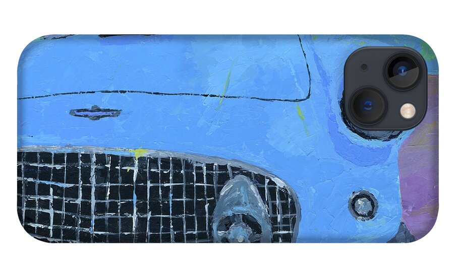 Ford iPhone 13 Case featuring the painting Blue Thunderbird by David King Studio