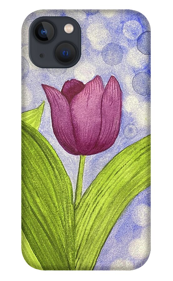 Tulip iPhone 13 Case featuring the painting Bokeh Tulip by Lisa Neuman