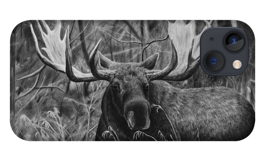 Moose iPhone 13 Case featuring the drawing Boreal by Greg Fox