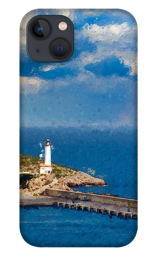 Botafoc iPhone 13 Case featuring the digital art Botafoc Lighthouse by Geir Rosset
