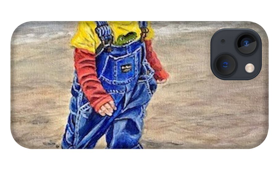 Beach iPhone 13 Case featuring the painting Boy on the Beach by Bonnie Peacher