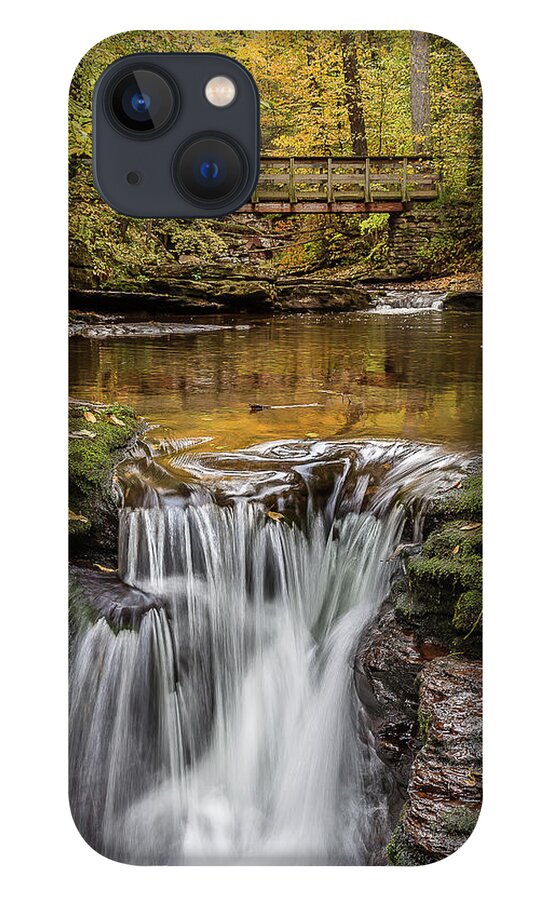 Ricketts Glen iPhone 13 Case featuring the photograph Bridge and falls by Robert Miller
