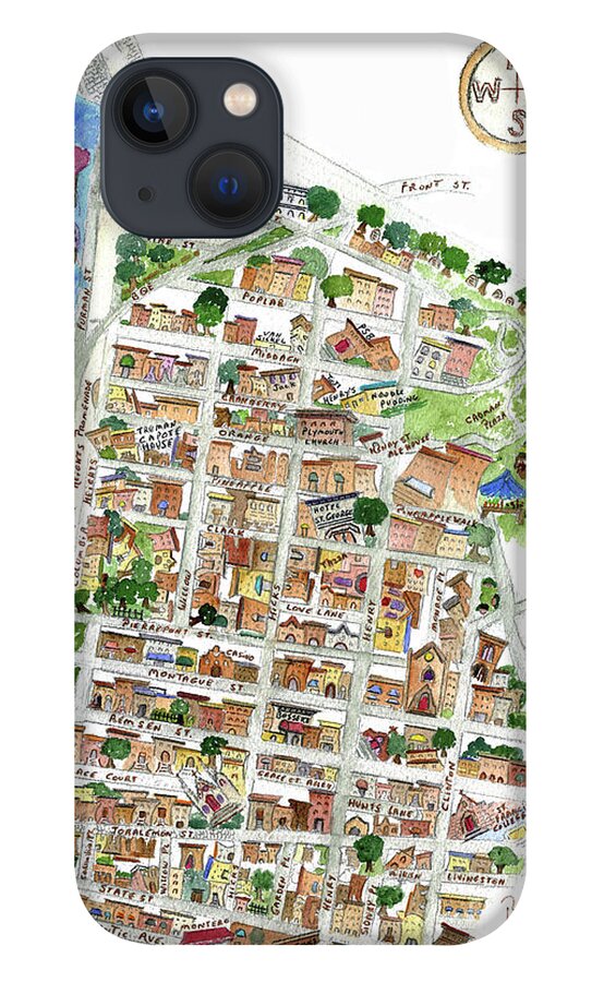 Brooklyn Heights iPhone 13 Case featuring the painting Brooklyn Heights Map by AFineLyne