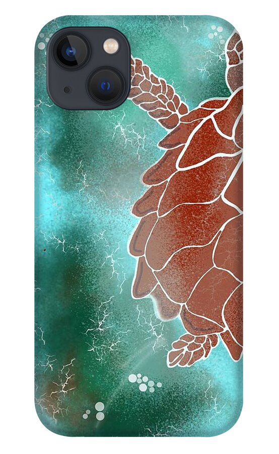 Turtle iPhone 13 Case featuring the digital art Brown turtle by Faa shie