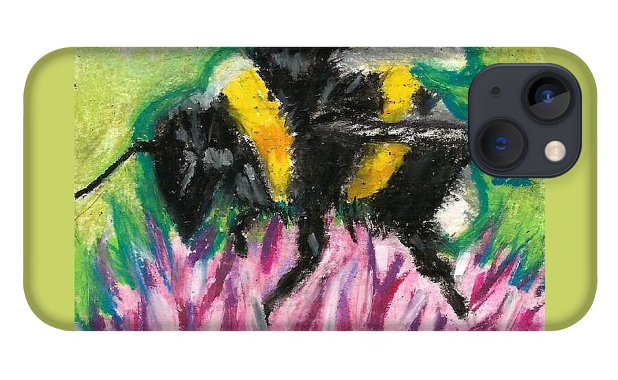 Bumble Bee iPhone 13 Case featuring the painting Bumble Bee On Flower by Monica Resinger