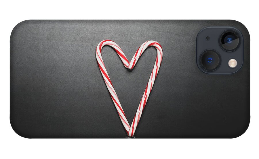 Copy Space iPhone 13 Case featuring the photograph Candy Cane Heart by Amelia Pearn