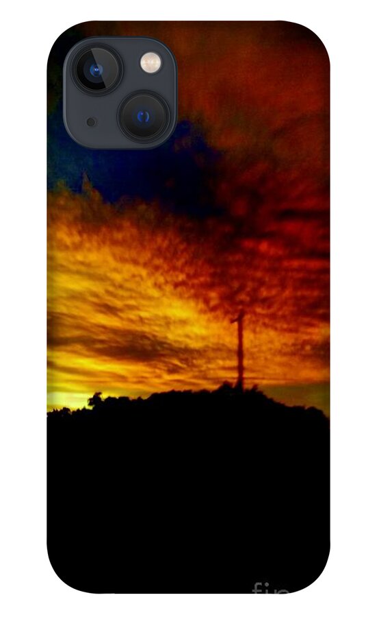 Sunset iPhone 13 Case featuring the digital art Canyon Lake sunset by Kari Myres