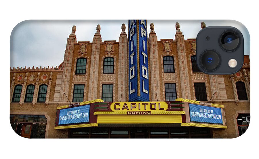 Vintage Movie Theater iPhone 13 Case featuring the photograph Capitol Movie Theater in Flint Michigan by Eldon McGraw