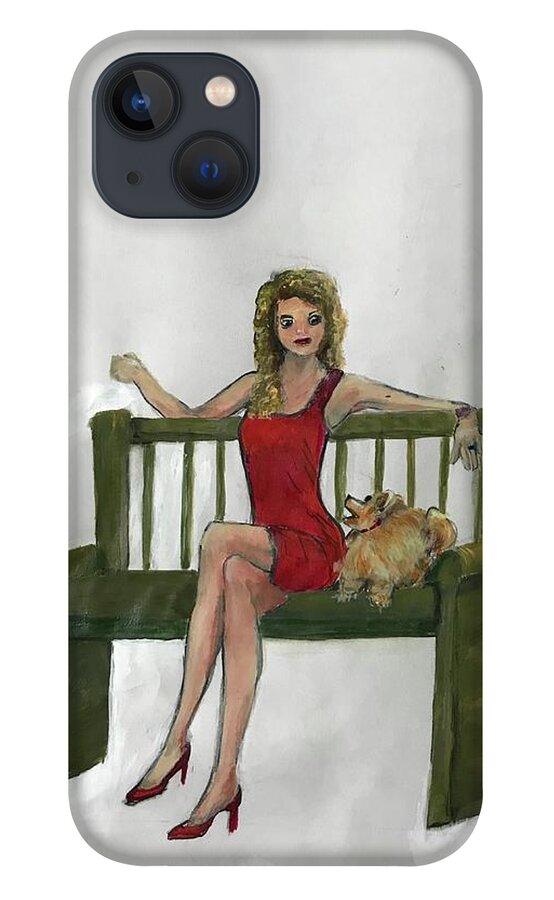Sitting On Bench iPhone 13 Case featuring the painting Captivating Lady 1 by Deborah Naves