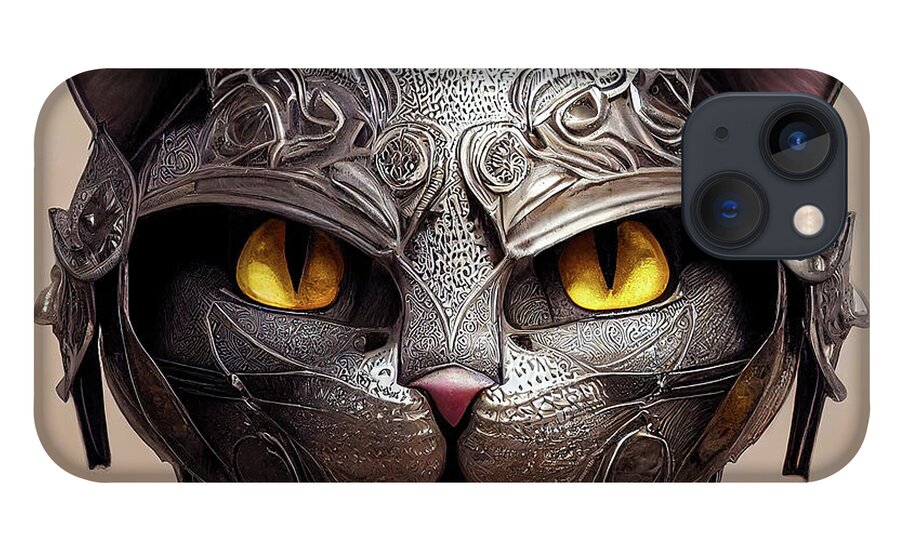Cat iPhone 13 Case featuring the digital art Cat Knight Portrait 01 by Matthias Hauser