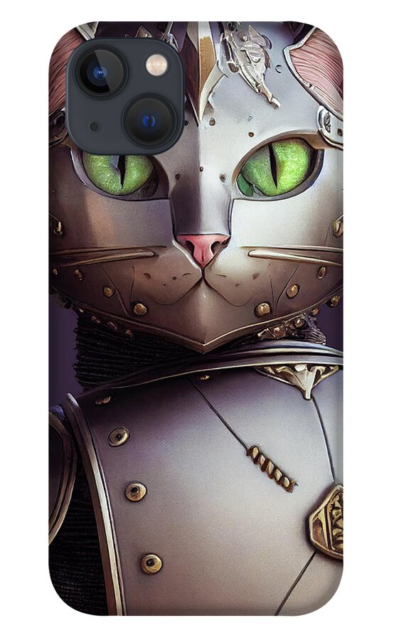 Cat iPhone 13 Case featuring the digital art Cat Knight Portrait 06 by Matthias Hauser