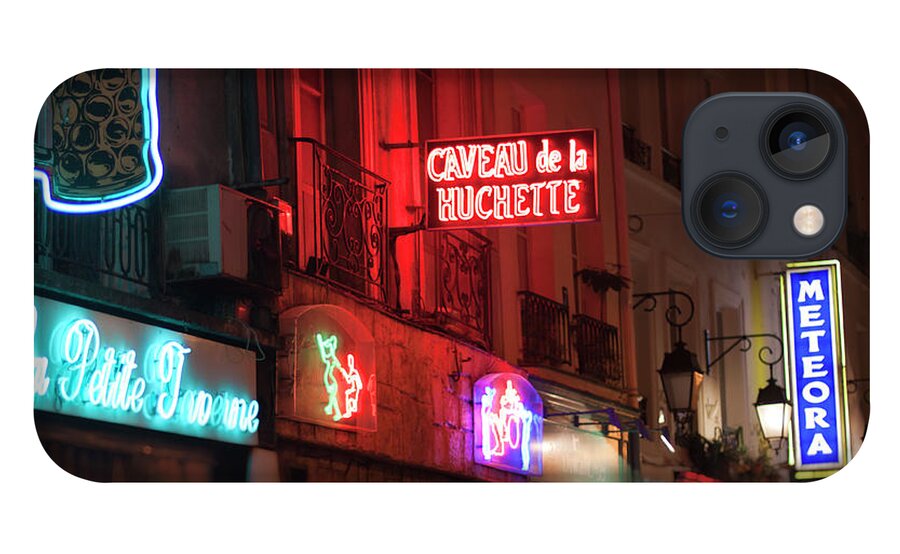 Neon Signs iPhone 13 Case featuring the photograph Caveau de la Huchette - Paris, France by Melanie Alexandra Price