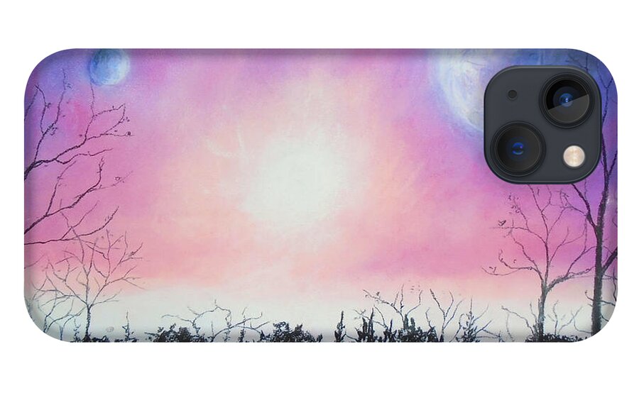 Celeste iPhone 13 Case featuring the pastel Celestial Tiddings by Jen Shearer