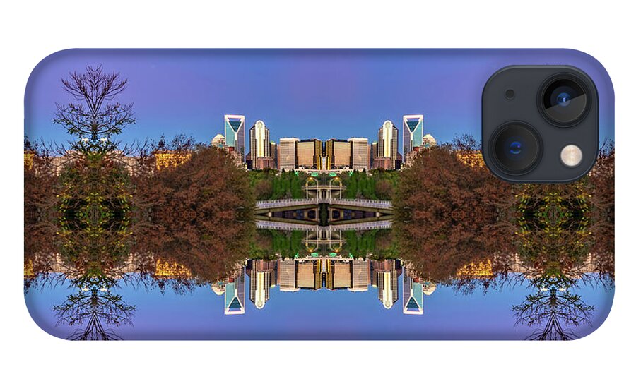 Charlotte iPhone 13 Case featuring the digital art Charlotte Skyline - weird effect by SnapHappy Photos