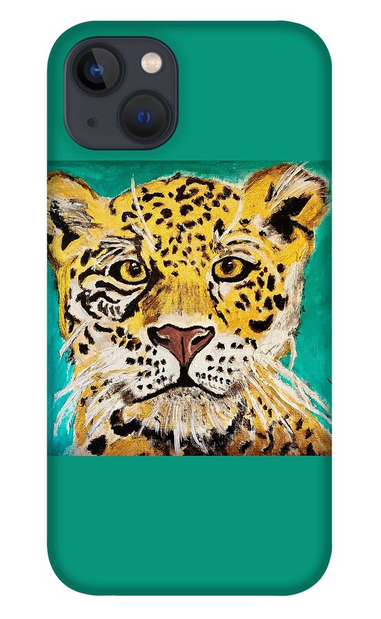 Cat iPhone 13 Case featuring the painting Cheetah by Melody Fowler