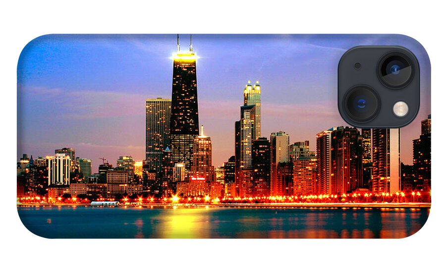 Architecture iPhone 13 Case featuring the photograph Chicago Dusk Skyline Red by Patrick Malon